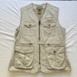L.L. Bean Khaki Safari Cargo Vest Men's Medium Photographer Hunting Fishing